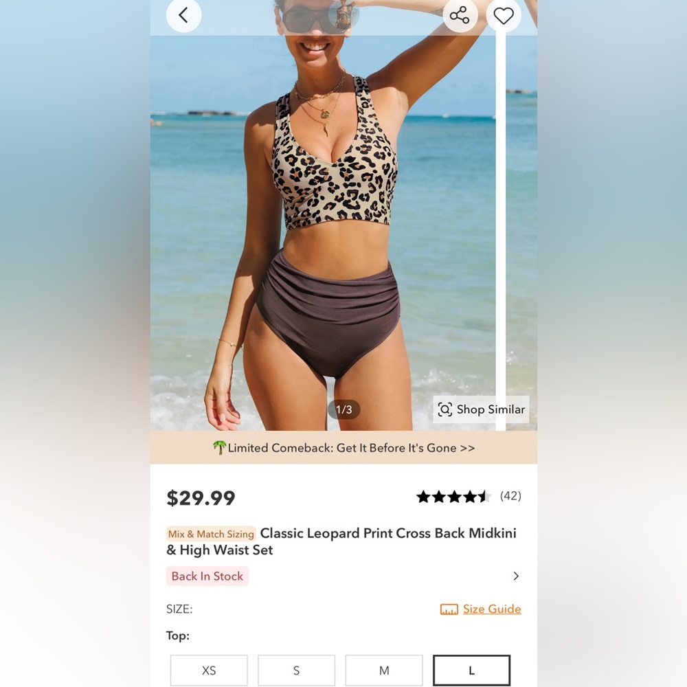 Classic Leopard Print Cross Back Midkini & High Waist Set